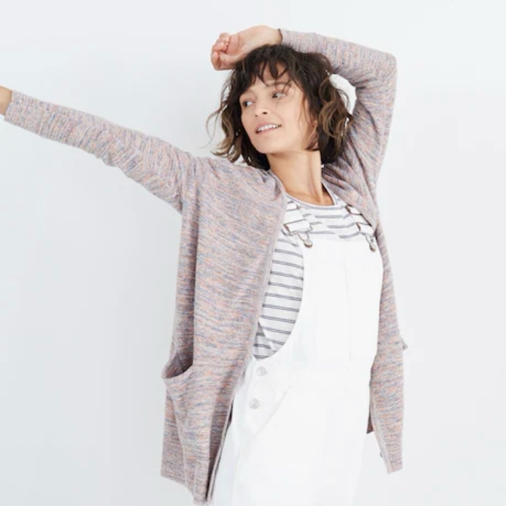 Madewell Summer Ryder Marled Open Front Cardigan Pink Multicolor Womens XS